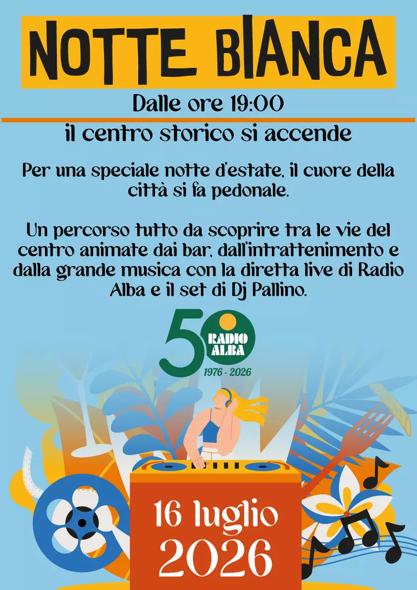 Notte bianca 16 luglio 2026